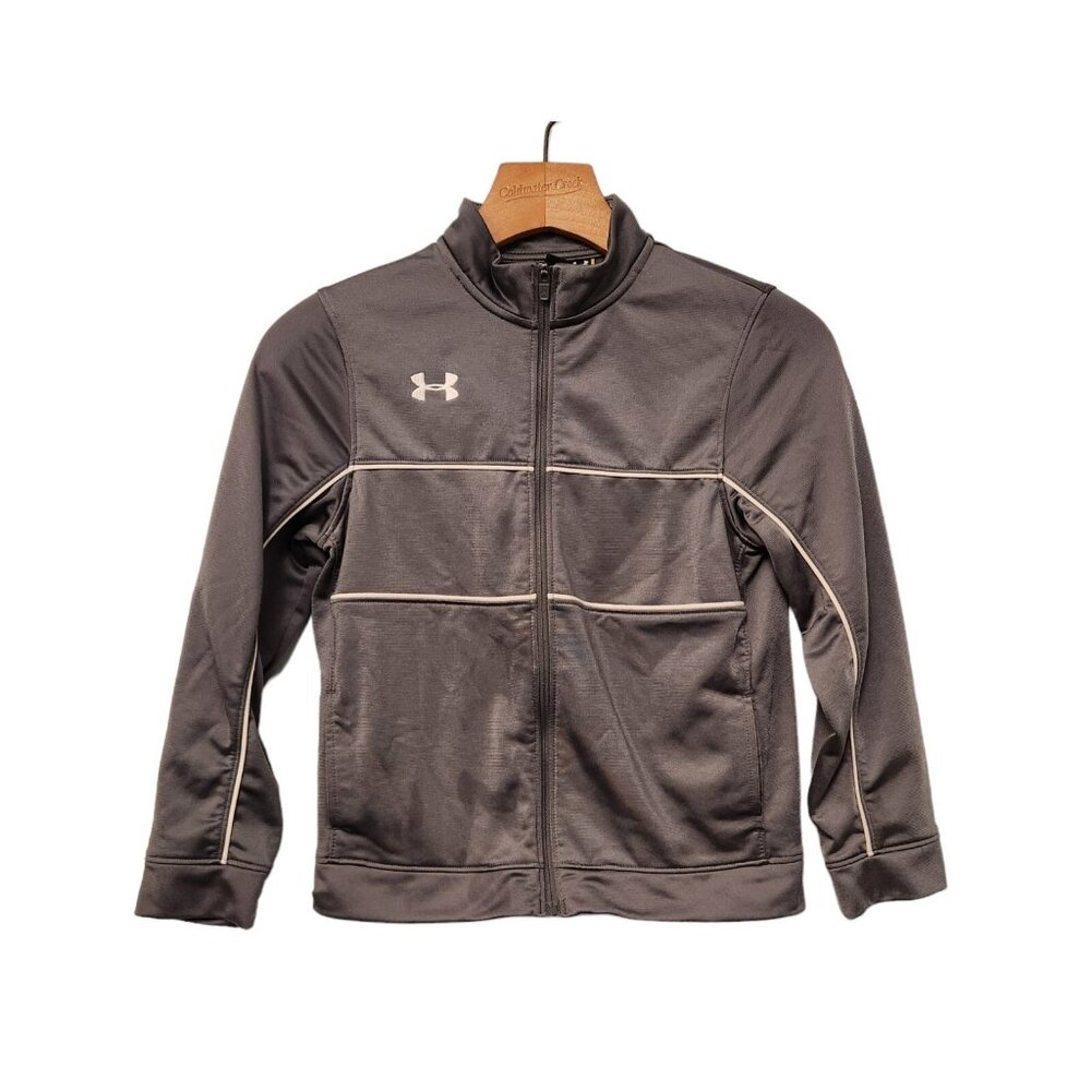 Under Armour Boys Full Zip Gray Track Jacket Size Youth Size Small EUC